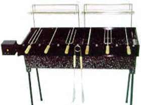 Churrasqueira semi profissional esmaltada <br /> a fogo ROTATIVA para assar carnes em peças Churrasqueira semi profissional esmaltada a fogo ROTATIVA para assar carnes em peças