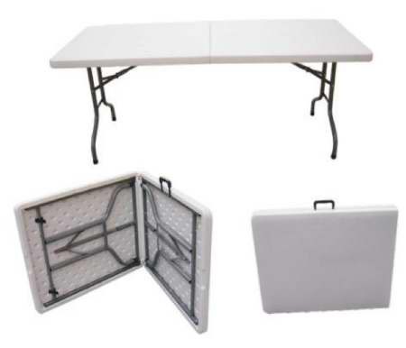 Mesa 01 "pranchão plástico" dobrável  (C 183  x A 80  x P 73 cm)